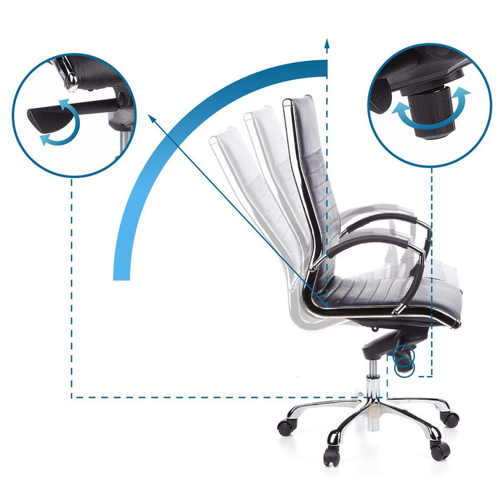 Hjh Office Bürostuhl Chefsessel Drehstuhl Parma 20 Leder Schwarz Chrom 110kg B-Ware - 4260182536315