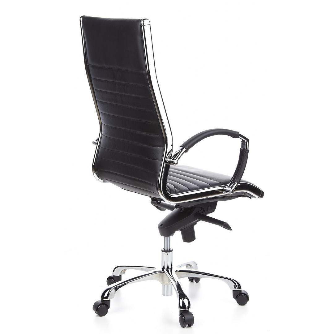 Hjh Office Bürostuhl Chefsessel Drehstuhl Parma 20 Leder Schwarz Chrom 110kg B-Ware - 4260182536315
