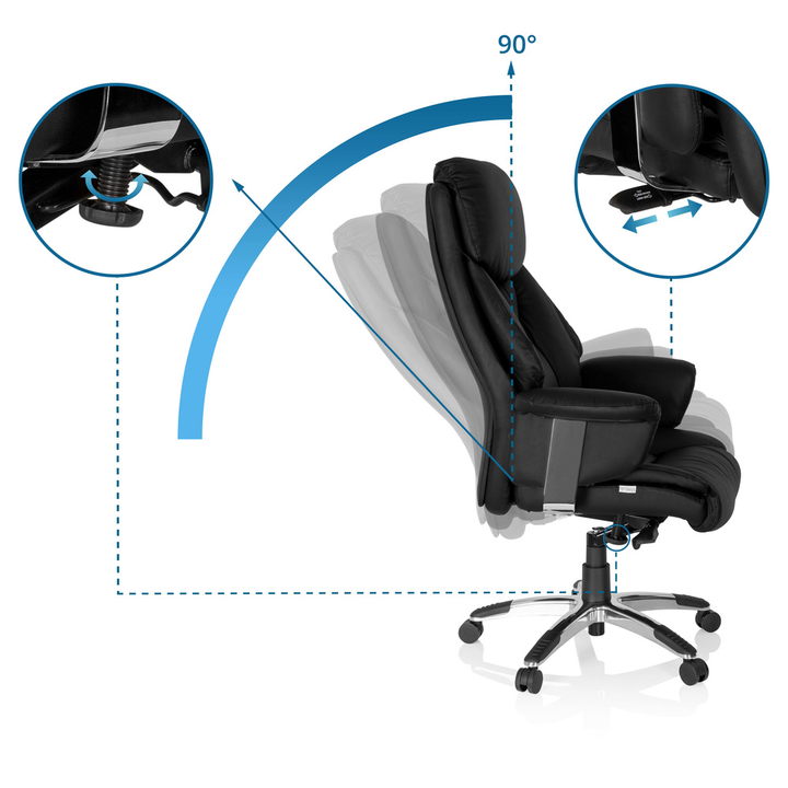 Hjh Office Bürostuhl Chefsessel Stuhl Leder Schwarz Mit Armlehnen Teppichrollen B-Ware - 4260182541098