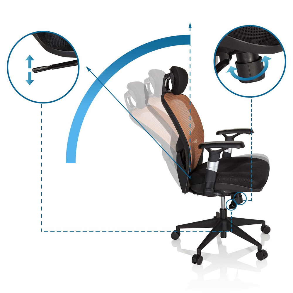 Hjh Office Bürostuhl Chefsessel Stuhl Venus Base Netzstoff Orange Schwarz B-Ware - 4260182534540