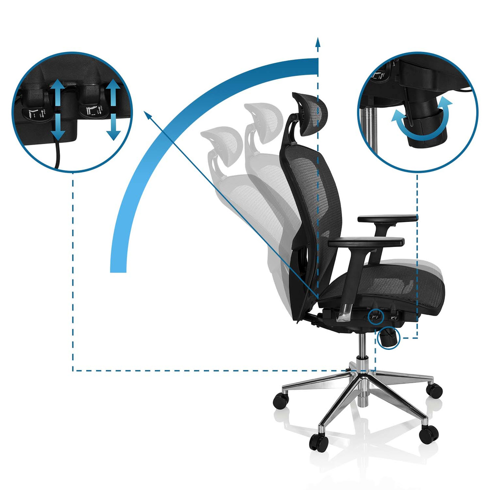 Hjh Office Bürostuhl Drehstuhl Venus One Netzstoff Schwarz Mit Armlehnen B-Ware - 4260182534489