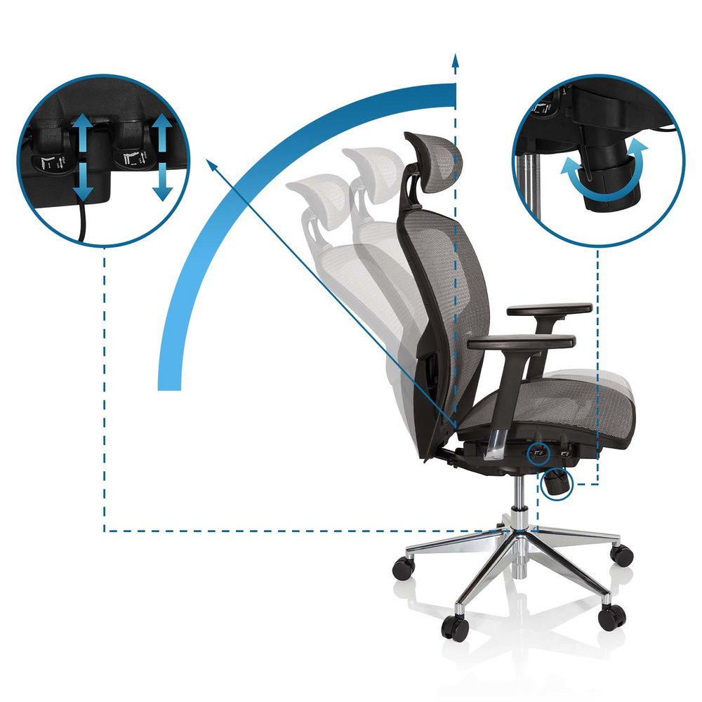 Hjh Office Bürostuhl Chefsessel Stuhl Venus One Netzstoff Silbergrau Armlehnen B-Ware - 4260182534519
