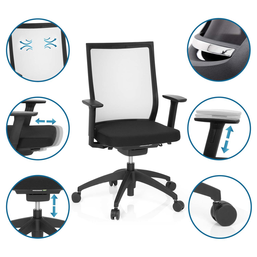 Hjh Office Bürostuhl Drehstuhl Stuhl Aspen Netzstoff Schwarz Rückenlehne  B-Ware - 4251084657567