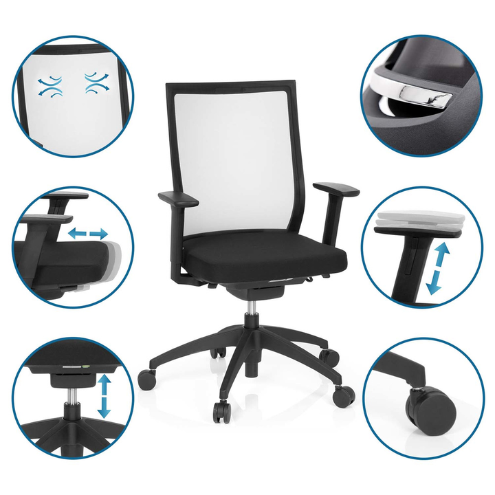 Hjh Office Bürostuhl Drehstuhl Stuhl Aspen Netzstoff Schwarz Rückenlehne  B-Ware - 4251084657567