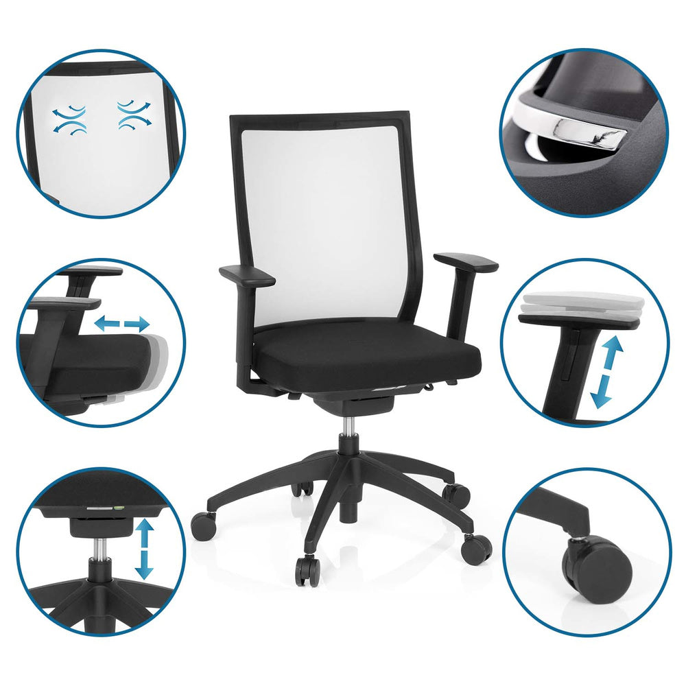hjh OFFICE Bürostuhl Drehstuhl Stuhl ASPEN Netzstoff schwarz Rückenlehne - 4251084657567