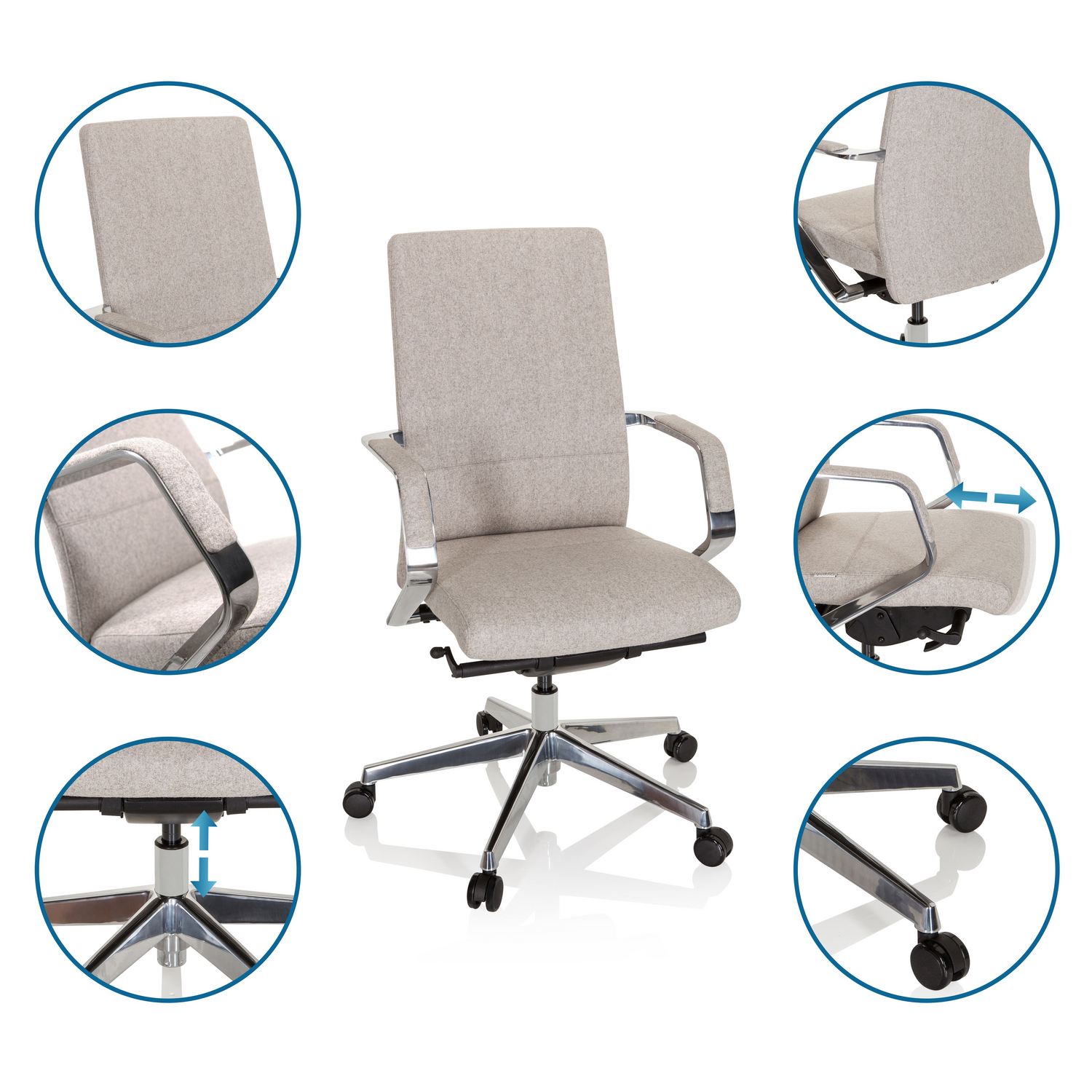 Hjh Office Bürostuhl Drehstuhl Bessona Schreibtischstuhl Stuhl Stoff Beige  B-Ware - 4064323000105