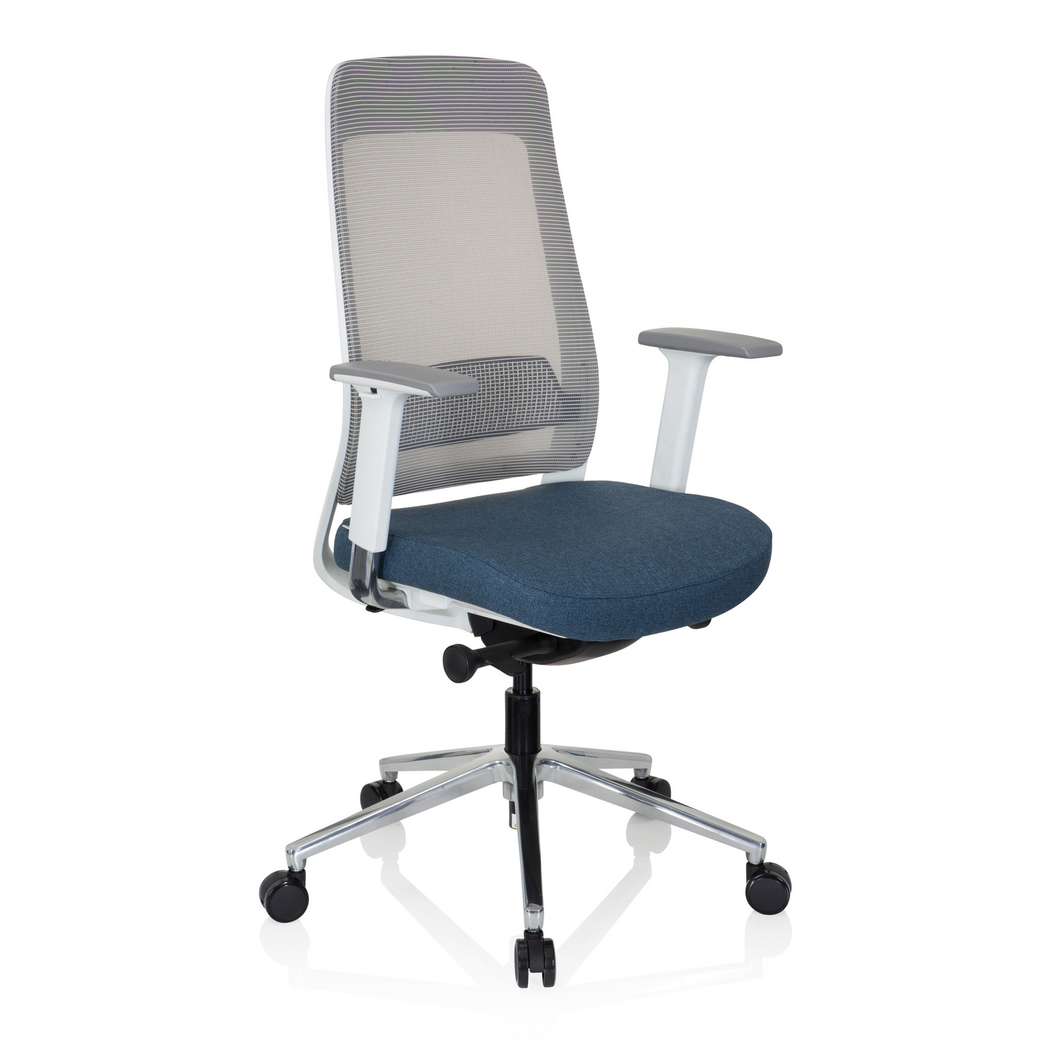 B-Ware Hjh Office Bürostuhl Drehstuhl Chiaro T2 White Netzstoff Stoff Grau Blau Stuhl - 4251084676995