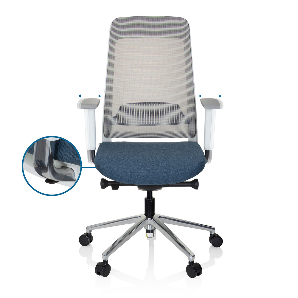 B-Ware Hjh Office Bürostuhl Drehstuhl Chiaro T2 White Netzstoff Stoff Grau Blau Stuhl - 4251084676995