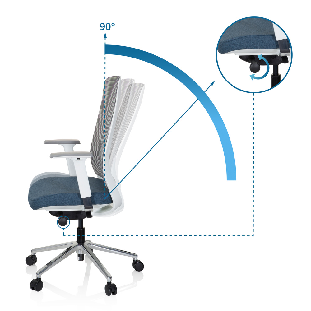 B-Ware Hjh Office Bürostuhl Drehstuhl Chiaro T2 White Netzstoff Stoff Grau Blau Stuhl - 4251084676995