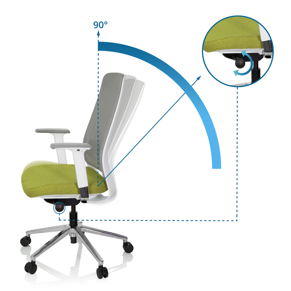 B-Ware Hjh Office Bürostuhl Drehstuhl Stuhl Chiaro T2 White Netzstoff Stoff Grau Grün - 4251084677008