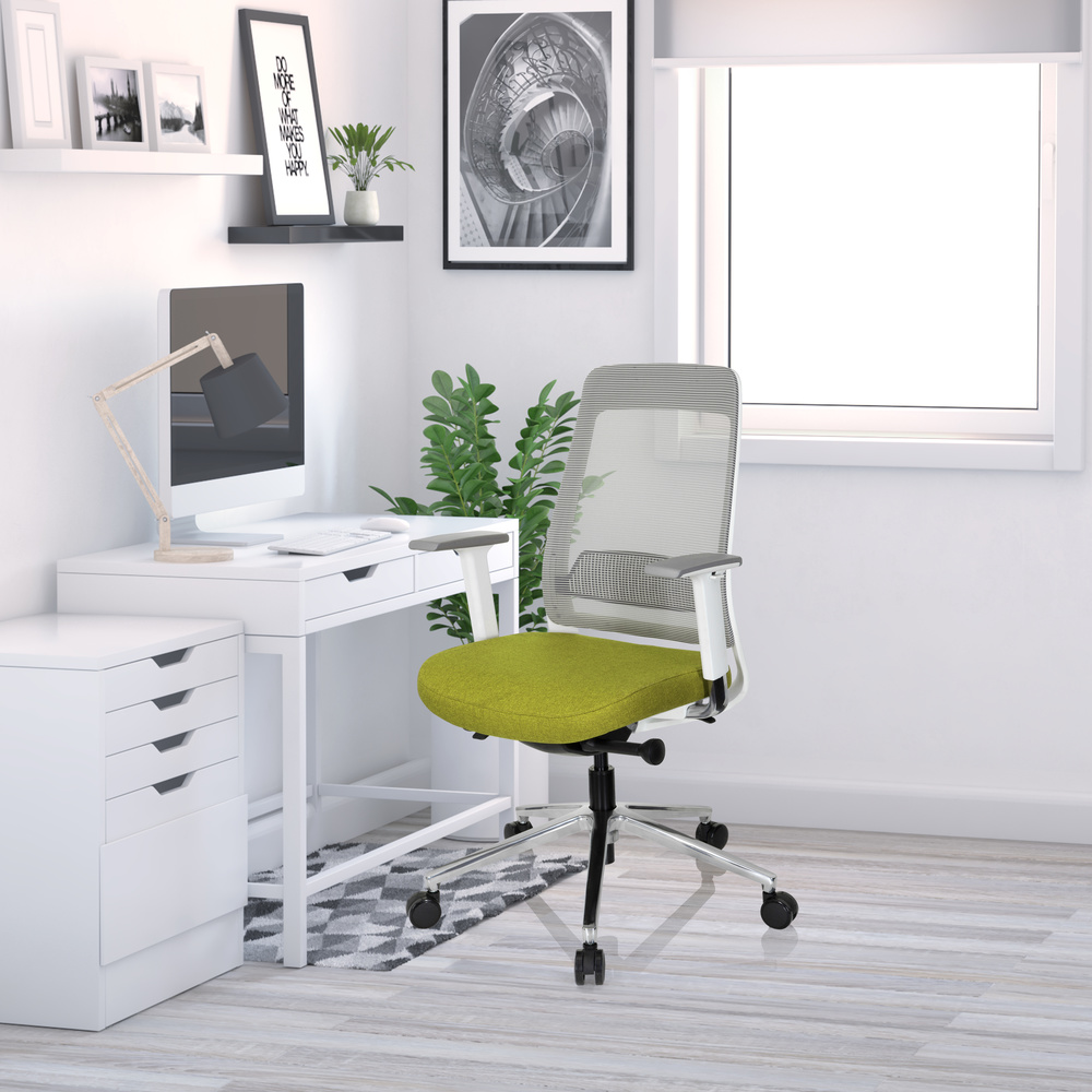 B-Ware Hjh Office Bürostuhl Drehstuhl Stuhl Chiaro T2 White Netzstoff Stoff Grau Grün - 4251084677008