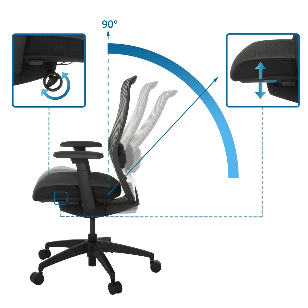Hjh Office Bürostuhl Drehstuhl Stuhl Colore Netzstoff Sitz Schwarz Profi B-Ware - 4064323045458