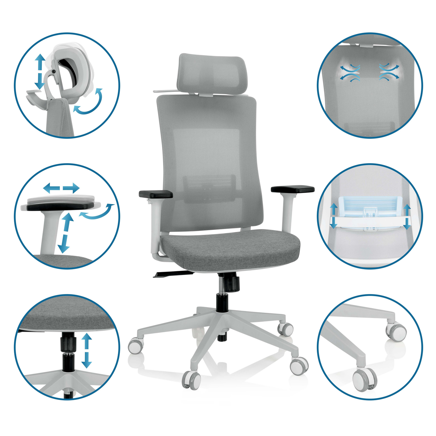 B-Ware Hjh Office Bürostuhl Drehstuhl Comfio Stuhl Schreibtischstuhl Stoff Büro Grau - 4064323023326