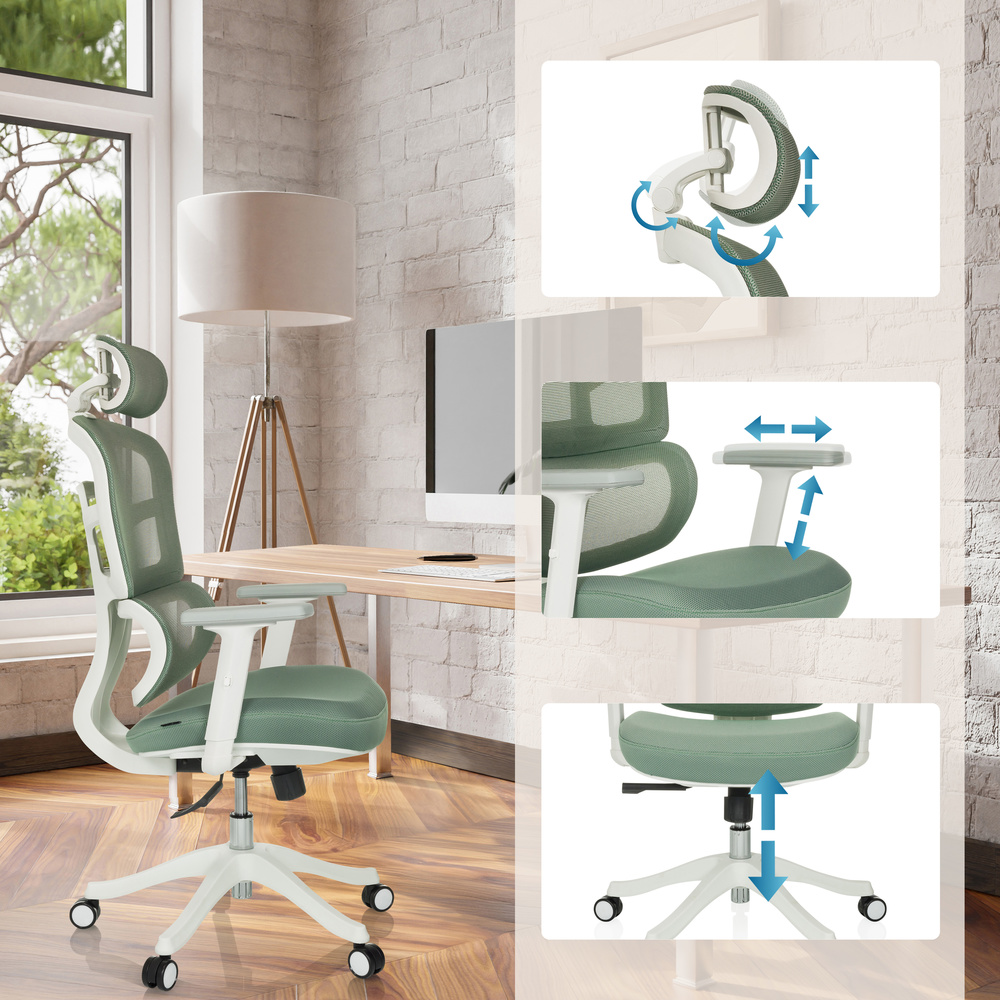 My Buero Bürostuhl Drehstuhl Stuhl Home Office Grün Höhenverstellbare Armlehnen B-Ware - 4064323045854