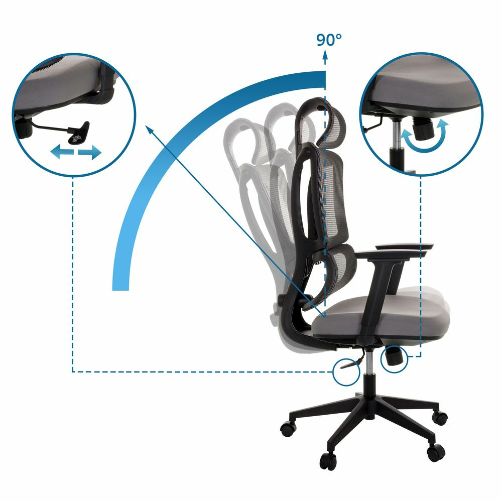 B-Ware Bürostuhl Drehstuhl Ergomy Schreibtisch Netzstoff Grau Siehe Text - 4064323037170