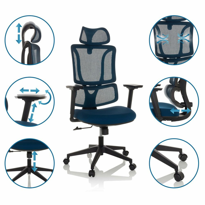 Bürostuhl Drehstuhl Ergomy Sitz Schreibtisch Netzstoff Blau Mybuero B-Ware - 4064323037194