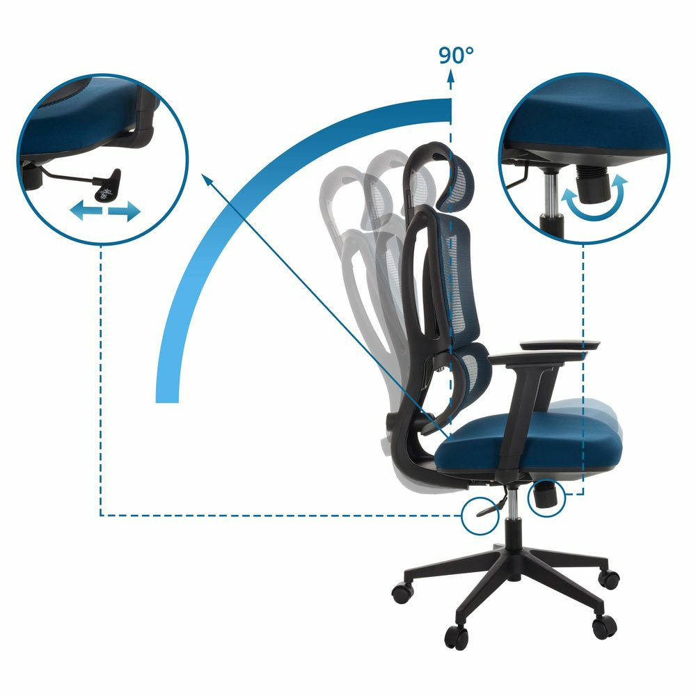 Bürostuhl Drehstuhl Ergomy Sitz Schreibtisch Netzstoff Blau Mybuero B-Ware - 4064323037194