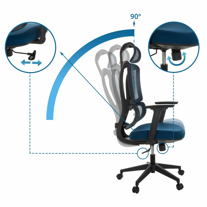Bürostuhl Drehstuhl Ergomy Sitz Schreibtisch Netzstoff Blau Mybuero B-Ware - 4064323037194