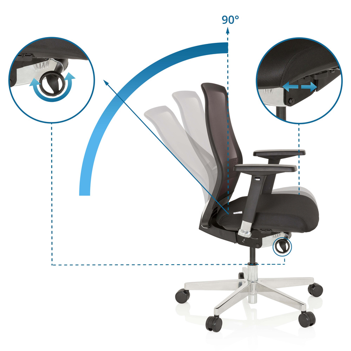 Hjh Office Bürostuhl Drehstuhl Fountaine Netzstoff Sitz Schwarz Lordosenstütze B-Ware - 4251084667795