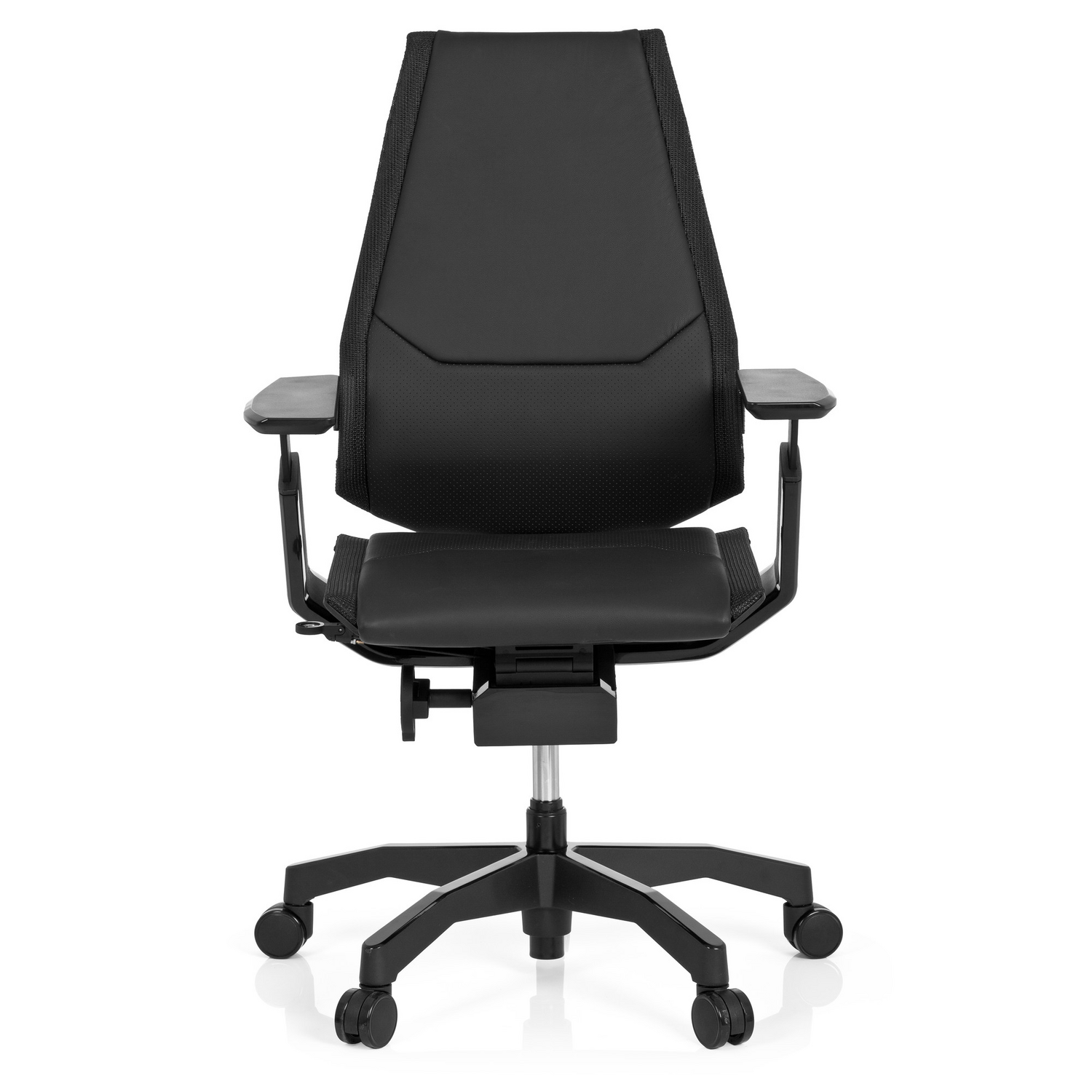 B-Ware Hjh Office Bürostuhl Drehstuhl Stuhl Genidia Black Leder Schwarz Lordosenstütze  - 4251084609856