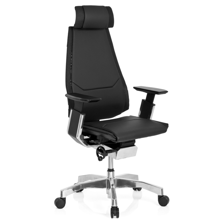 Hjh Office Bürostuhl / Drehstuhl Genidia Pro Leder Schwarz  B-Ware