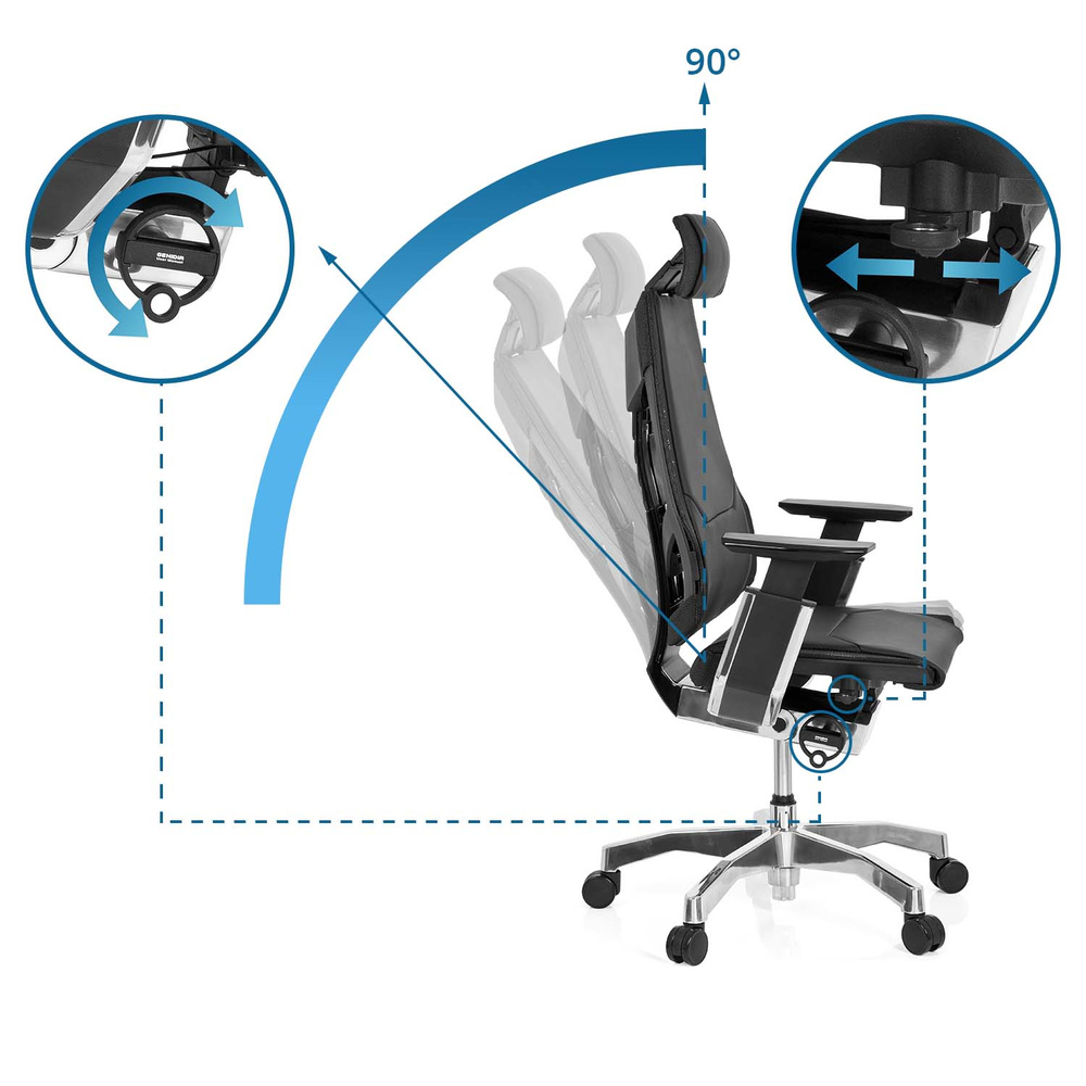 Hjh Office Bürostuhl / Drehstuhl Genidia Pro Leder Schwarz  B-Ware