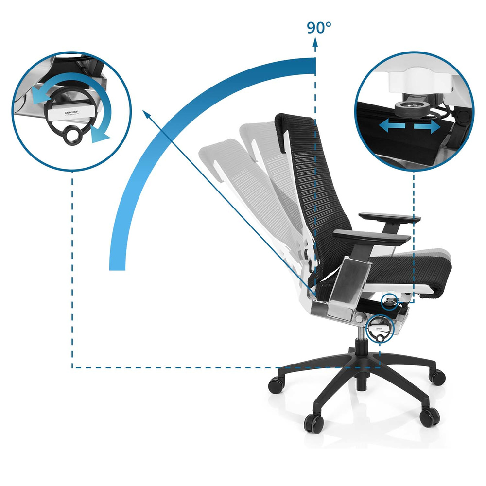 Hjh Office Bürostuhl Drehstuhl Stuhl Genidia Smart White Netz Schwarz Chrom 80 B-Ware - 4251084661205