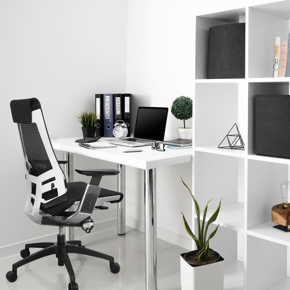 Hjh Office Bürostuhl Drehstuhl Stuhl Genidia Smart White Netz Schwarz Chrom 80 B-Ware - 4251084661205