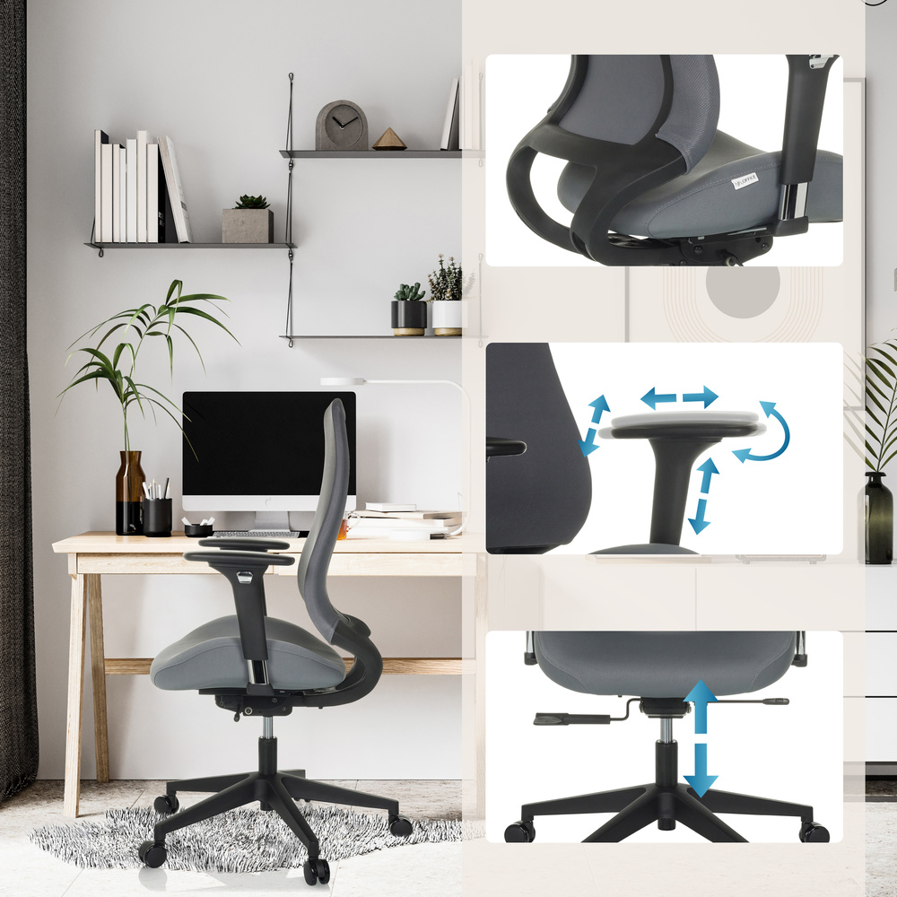 Hjh Office Bürostuhl Drehstuhl Henfield B Grau Höhenverstellbar Armlehnen B-Ware - 4064323045076
