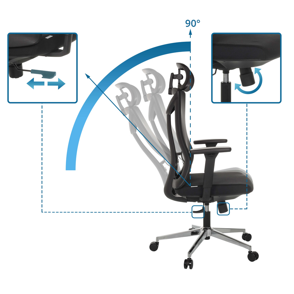 B-Ware Hjh Office Bürostuhl Drehstuhl Kamiak Rücken Netzstoff Sitz Stoff Schwarz Stuhl - 4064323039013