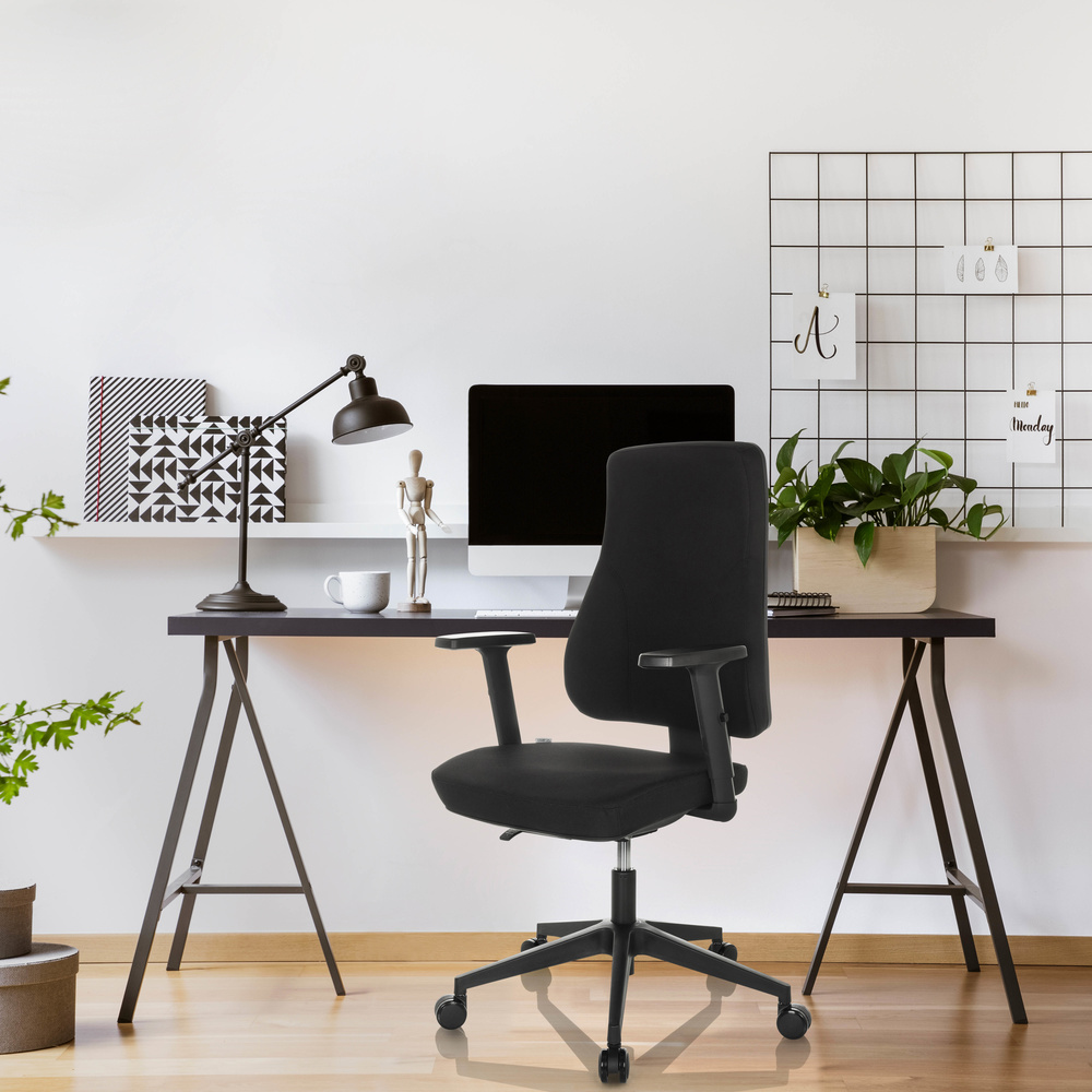Hjh Office Bürostuhl Drehstuhl Mathes Stoff Schwarz Höhenverstellbare Armlehnen B-Ware - 4251084676599