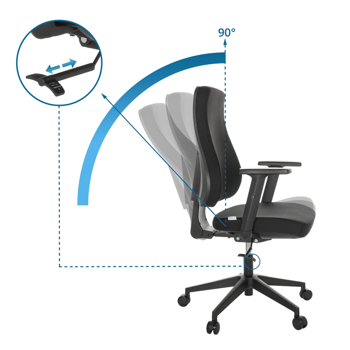 Hjh Office Bürostuhl Drehstuhl Mathes Stoff Schwarz Höhenverstellbare Armlehnen B-Ware - 4251084676599