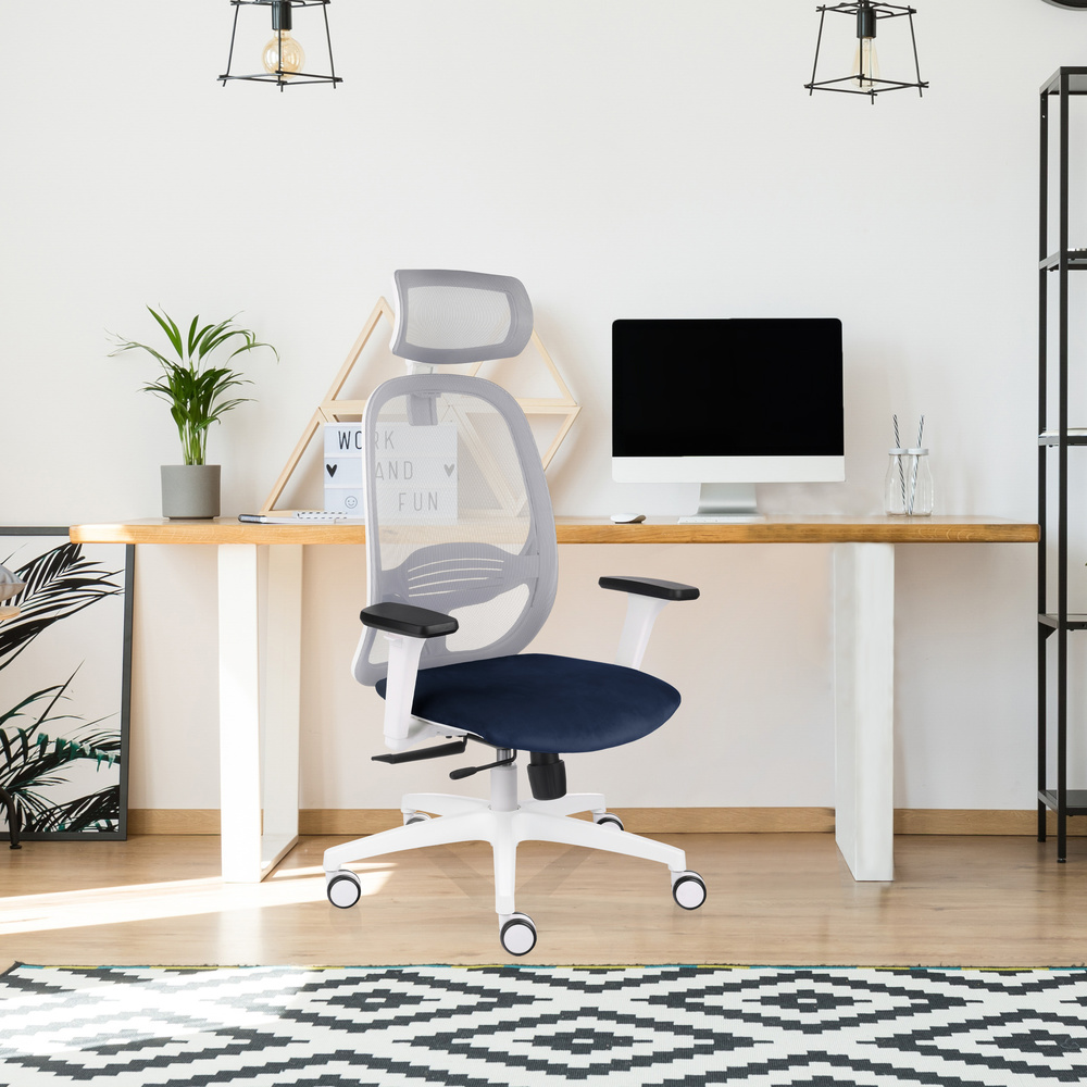 Grospol Bürostuhl Drehstuhl Nodi Ws Hd Netzstoff Samt Dunkelblau Siehe Text/Foto B-Ware - 5903981805280