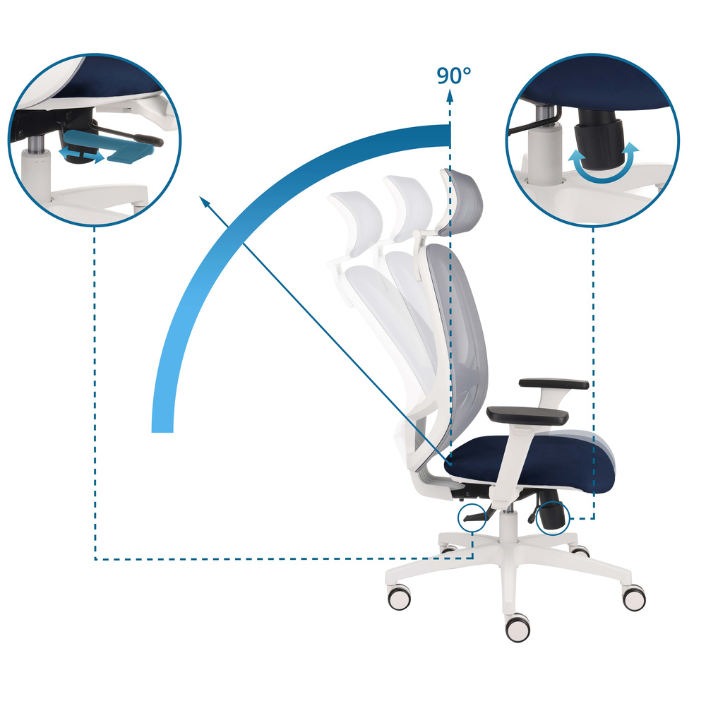 Grospol Bürostuhl Drehstuhl Nodi Ws Hd Netzstoff Samt Dunkelblau Siehe Text/Foto B-Ware - 5903981805280