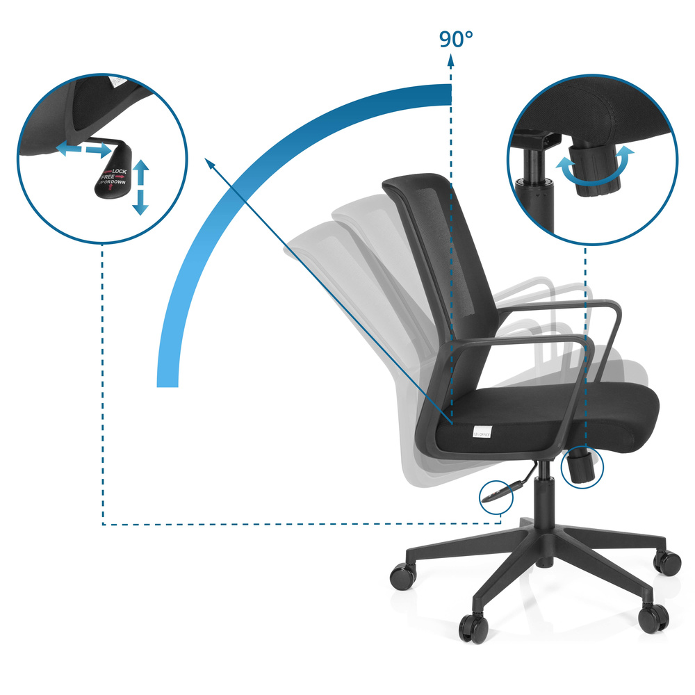 Hjh Office Bürostuhl Drehstuhl Sitzmöbel Preston Netzstoff Schwarz B-Ware - 4251084653941