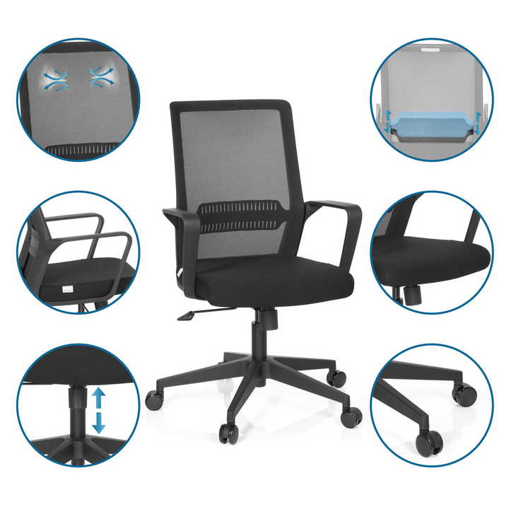Hjh Office Bürostuhl Drehstuhl Sitzmöbel Preston Netzstoff Schwarz B-Ware - 4251084653941