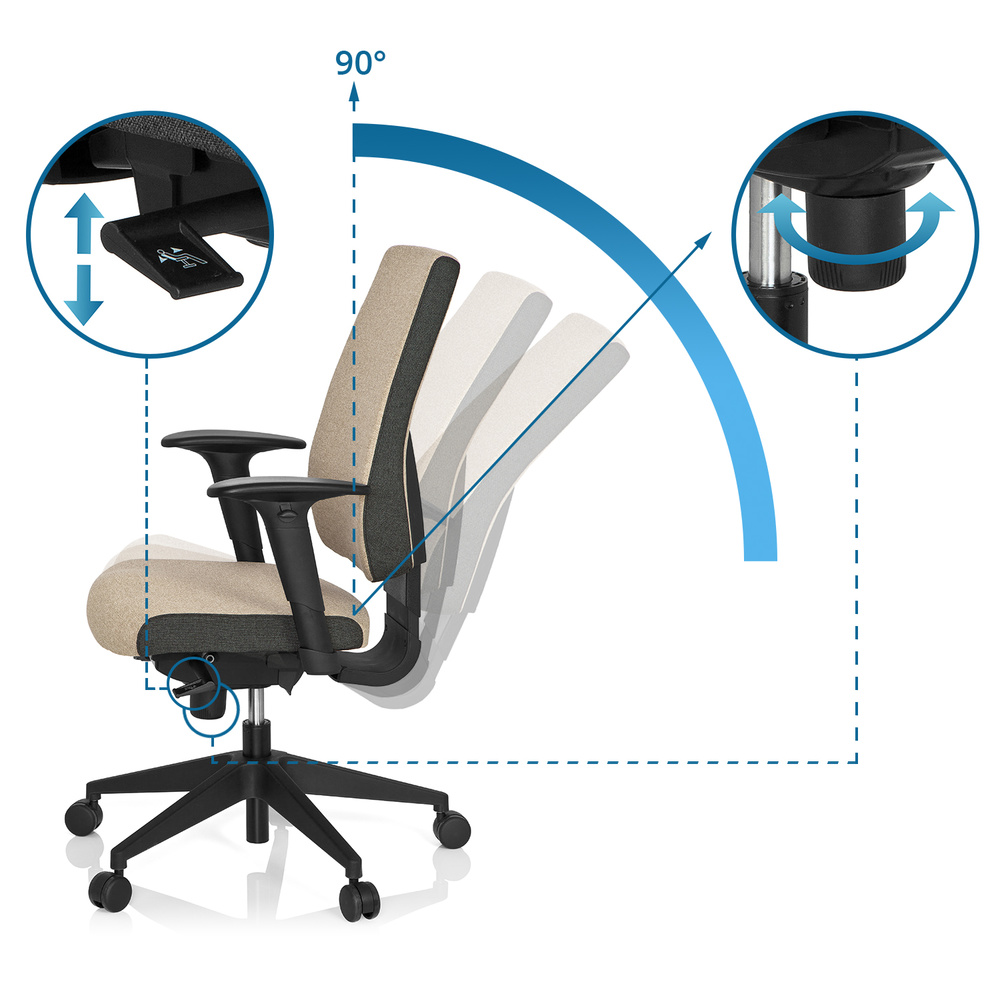 B-Ware Hjh Office Bürostuhl Stuhl Pro Tec 500 Stoff Dunkelgrau Beige Höhenverstellbar - 4260354050922