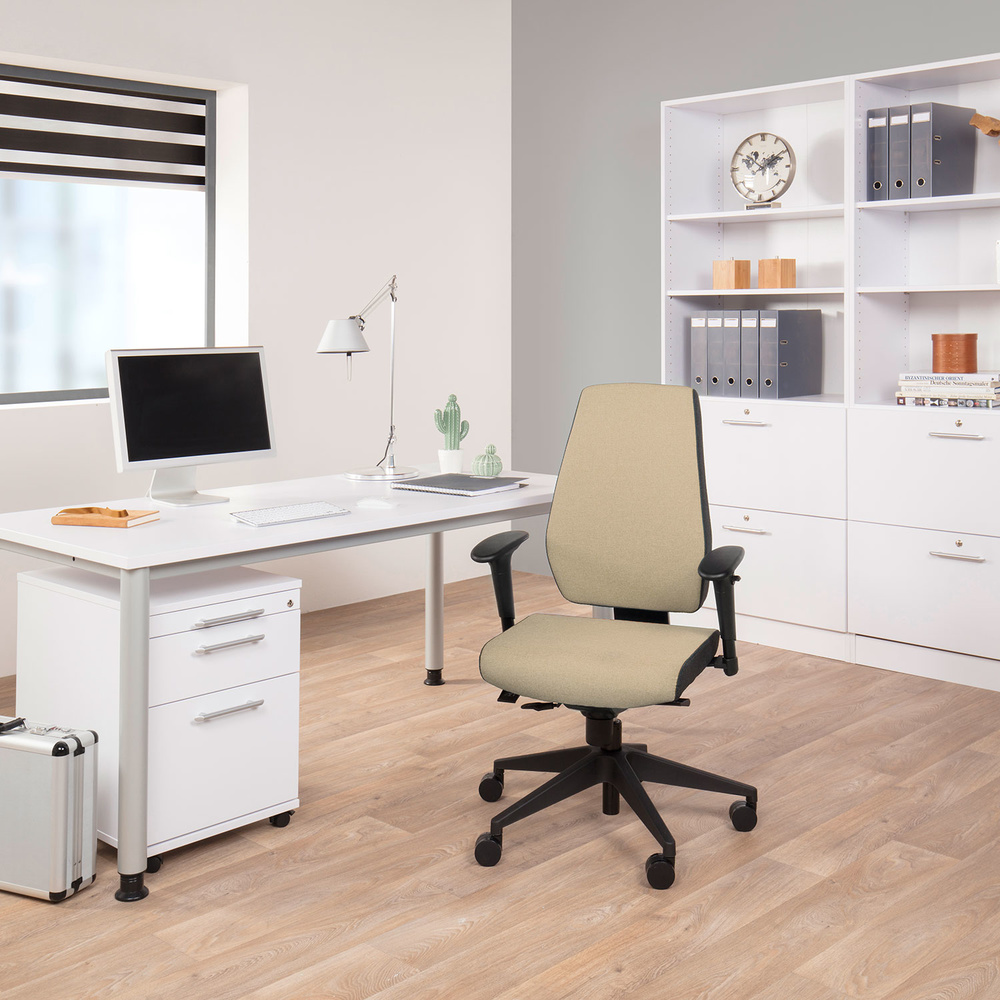 B-Ware Hjh Office Bürostuhl Stuhl Pro Tec 500 Stoff Dunkelgrau Beige Höhenverstellbar - 4260354050922