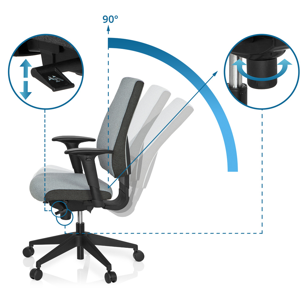 B-Ware Hjh Office Bürostuhl Drehstuhl Pro Tec 500 Dunkelgrau Hellgrau Armlehnen - 4260354050953