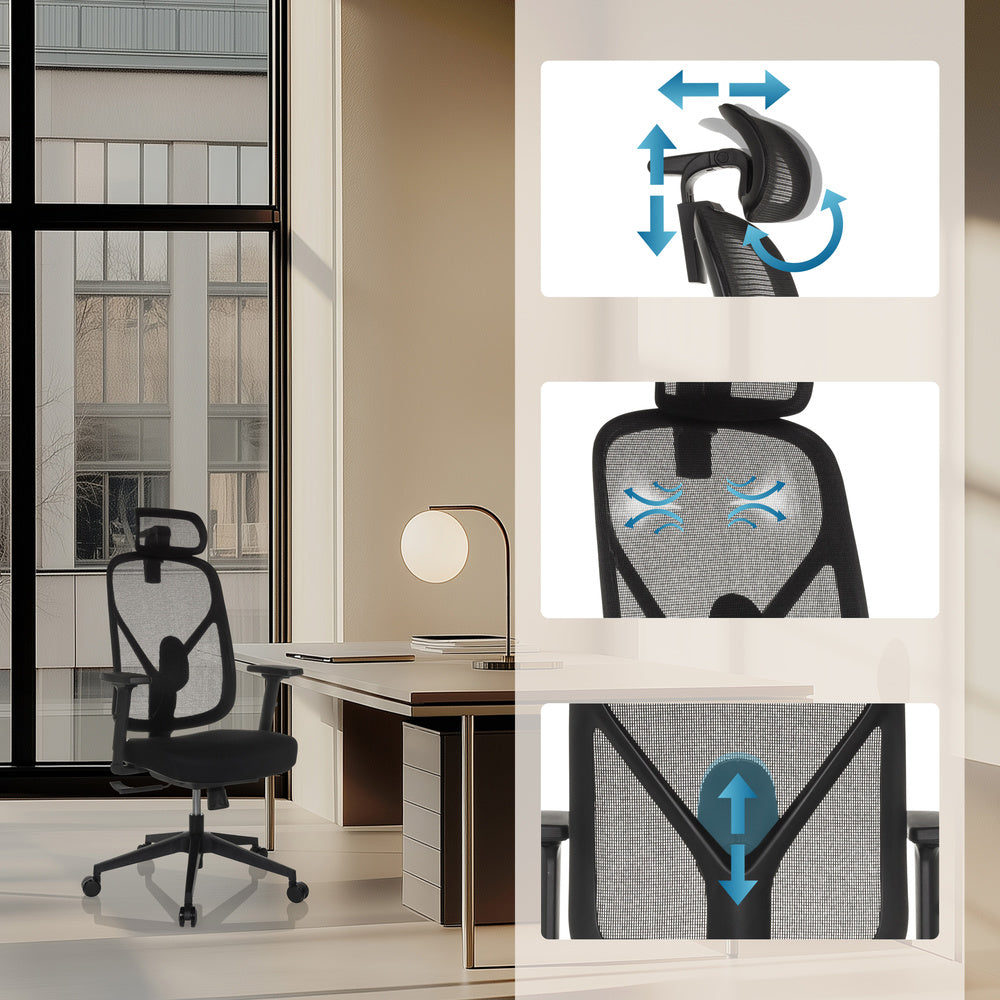 Bürostuhl Drehstuhl RALOO ECO Sitz Stoff Rücken Netz schwarz hjh OFFICE Stuhl - 4064323039068