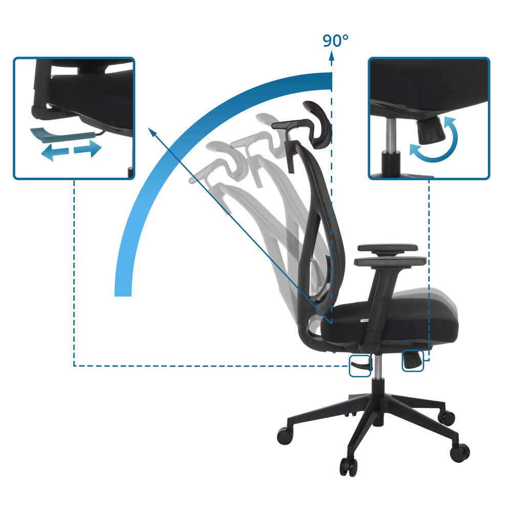 B-Ware Bürostuhl Drehstuhl Raloo Eco Sitz Stoff Rücken Netz Schwarz Hjh Office Stuhl - 4064323039068