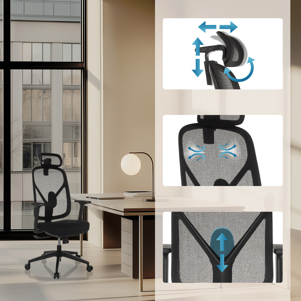 B-Ware Bürostuhl Drehstuhl Raloo Eco Sitz Stoff Rücken Netz Schwarz Hjh Office Stuhl - 4064323039068