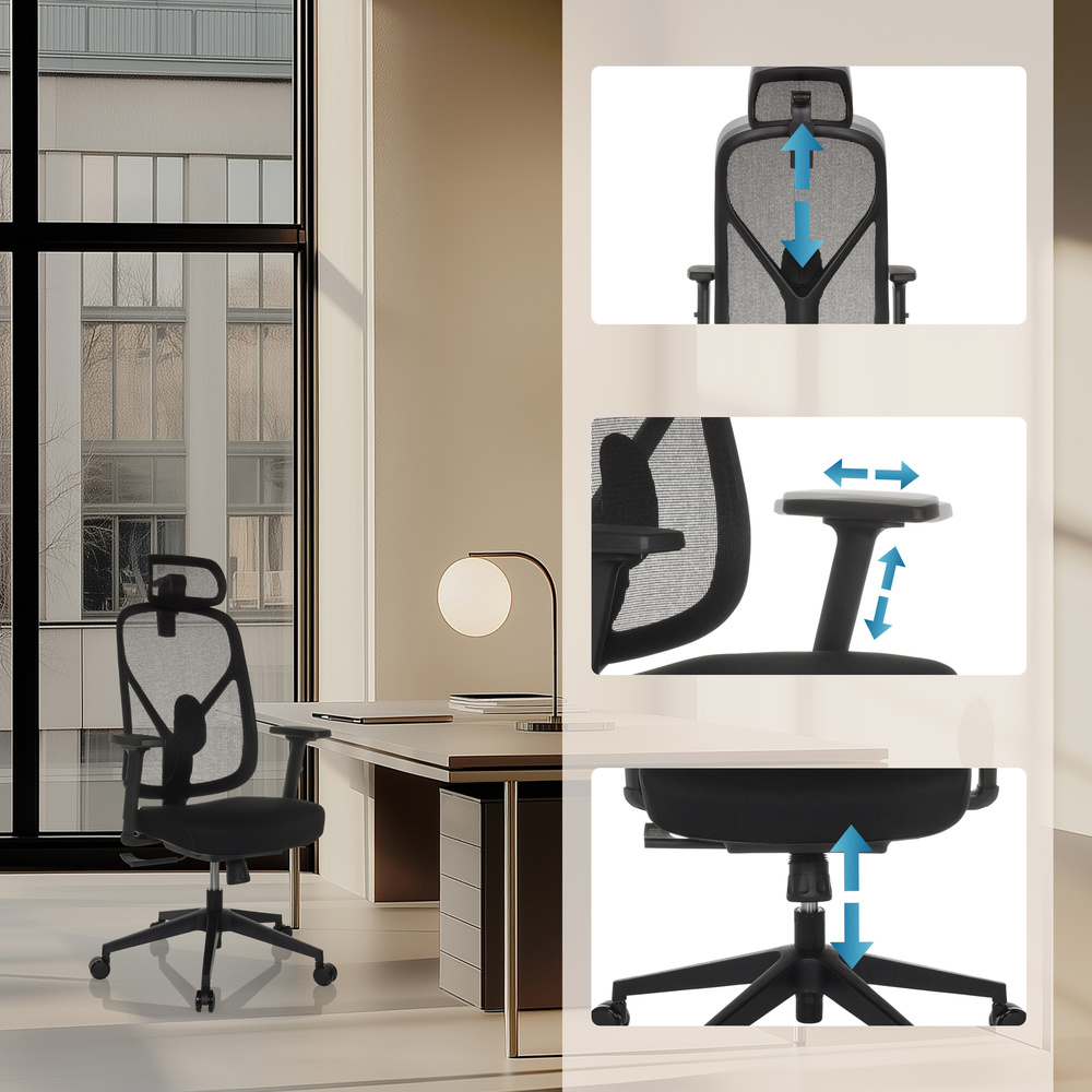 B-Ware Bürostuhl Drehstuhl Raloo Eco Sitz Stoff Rücken Netz Schwarz Hjh Office Stuhl - 4064323039068