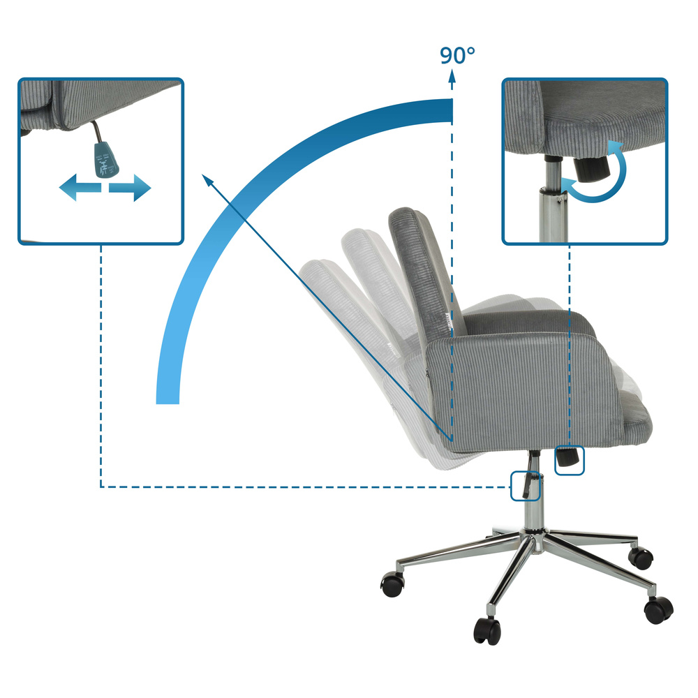 Hjh Office Bürostuhl Stuhl Home Office Cord Drehstuhl Armlehnen Höhenverstellbar B-Ware - 4064323038528