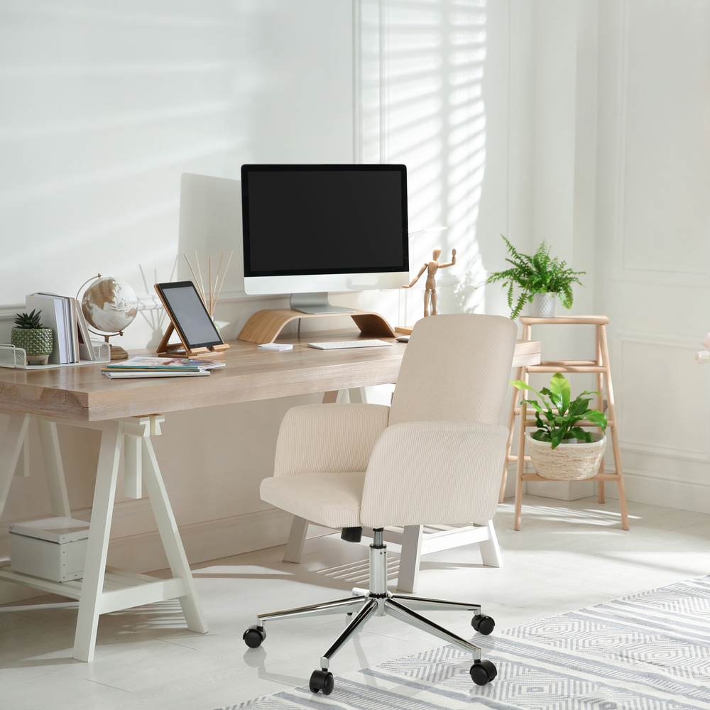 B-Ware Hjh Office Bürostuhl Drehstuhl Schalenstuhl Solao Cord Stoff Beige Home Office - 4064323038535