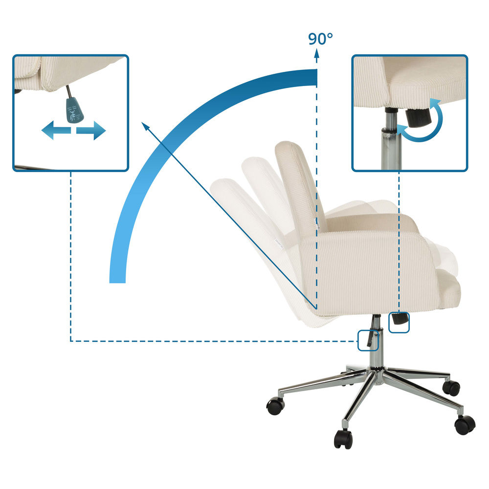 B-Ware Hjh Office Bürostuhl Drehstuhl Schalenstuhl Solao Cord Stoff Beige Home Office - 4064323038535