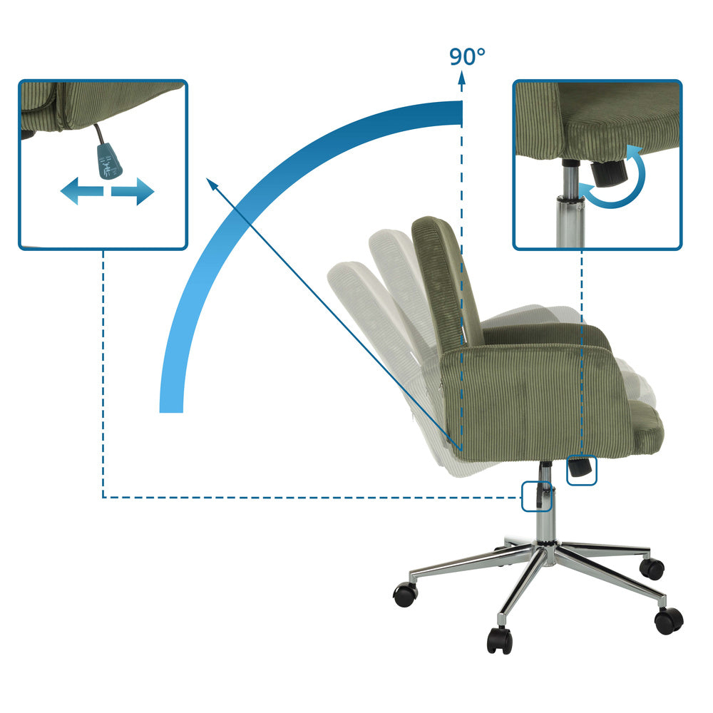 hjh OFFICE Bürostuhl Drehstuhl Schalenstuhl SOLAO CORD Stoff dunkelgrün - 4064323038559