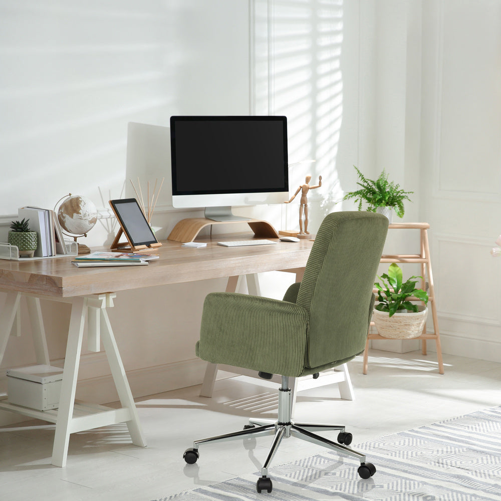 hjh OFFICE Bürostuhl Drehstuhl Schalenstuhl SOLAO CORD Stoff dunkelgrün - 4064323038559