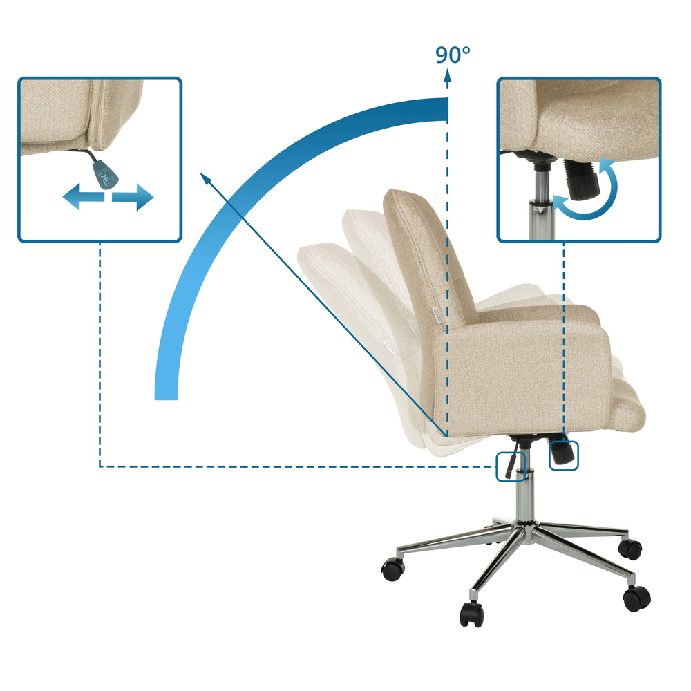 Hjh Office Bürostuhl Drehstuhl Schalenstuhl Home Office Stoff Beige Armlehnen B-Ware - 4064323038573