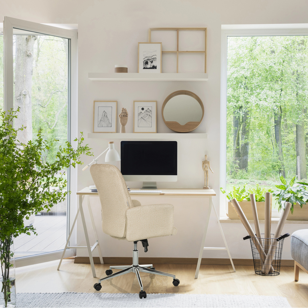 Hjh Office Bürostuhl Drehstuhl Schalenstuhl Home Office Stoff Beige Armlehnen B-Ware - 4064323038573